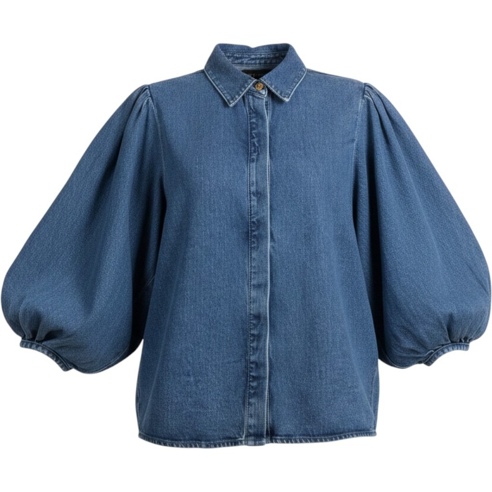 Scoop 3/4 Puff Sleeve Denim Shirt Medium Wash Blue XXL 20 SCEP3872SP26